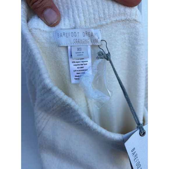 NWT Barefoot Dreams Knit Lounge Pants Cream High Rise Elastic Waist XS - Picture 4 of 7